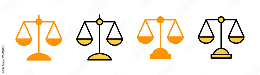 Scales icon set for web and mobile app. Law scale icon. Justice sign and symbol Scales icon set for web and mobile app. Law scale icon. Justice sign and symbol
