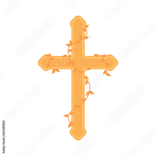 catholic cross with leaves
