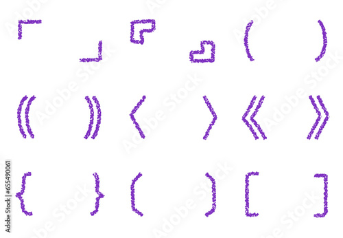 クレヨン素材　手描きの装飾パーツ　カッコセット