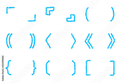 クレヨン素材　手描きの装飾パーツ　カッコセット