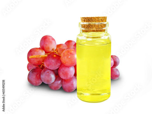 grape seed oil in bottle isolated on white background