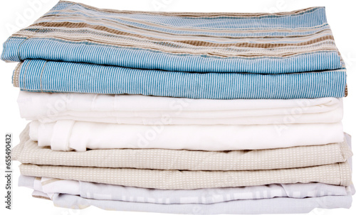 Bedding sheets and linen folded and isolated on transparent background