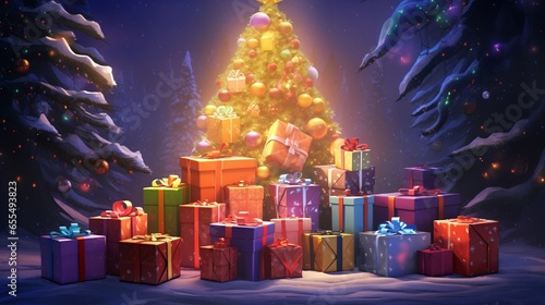Christmas tree and gifts generated by AI tool 