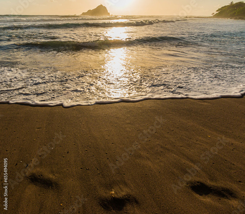 Sunrise at Koki Beach With Alau Island in The Distance, Koki Beach Park, Hana, Maui, Hawaii, USA photo