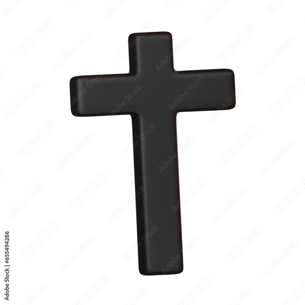 The crucifix cute Halloween-themed icon on a white background is used for Halloween decoration, 3D illustration.
