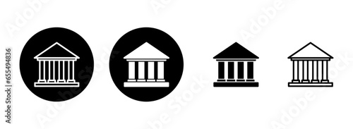 Bank icon set illustration. Bank sign and symbol, museum, university