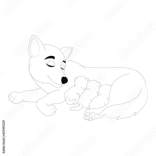 Puppy coloring pages Dog coloring pages  Animal Coloring page for Kids Children stock vector illustration