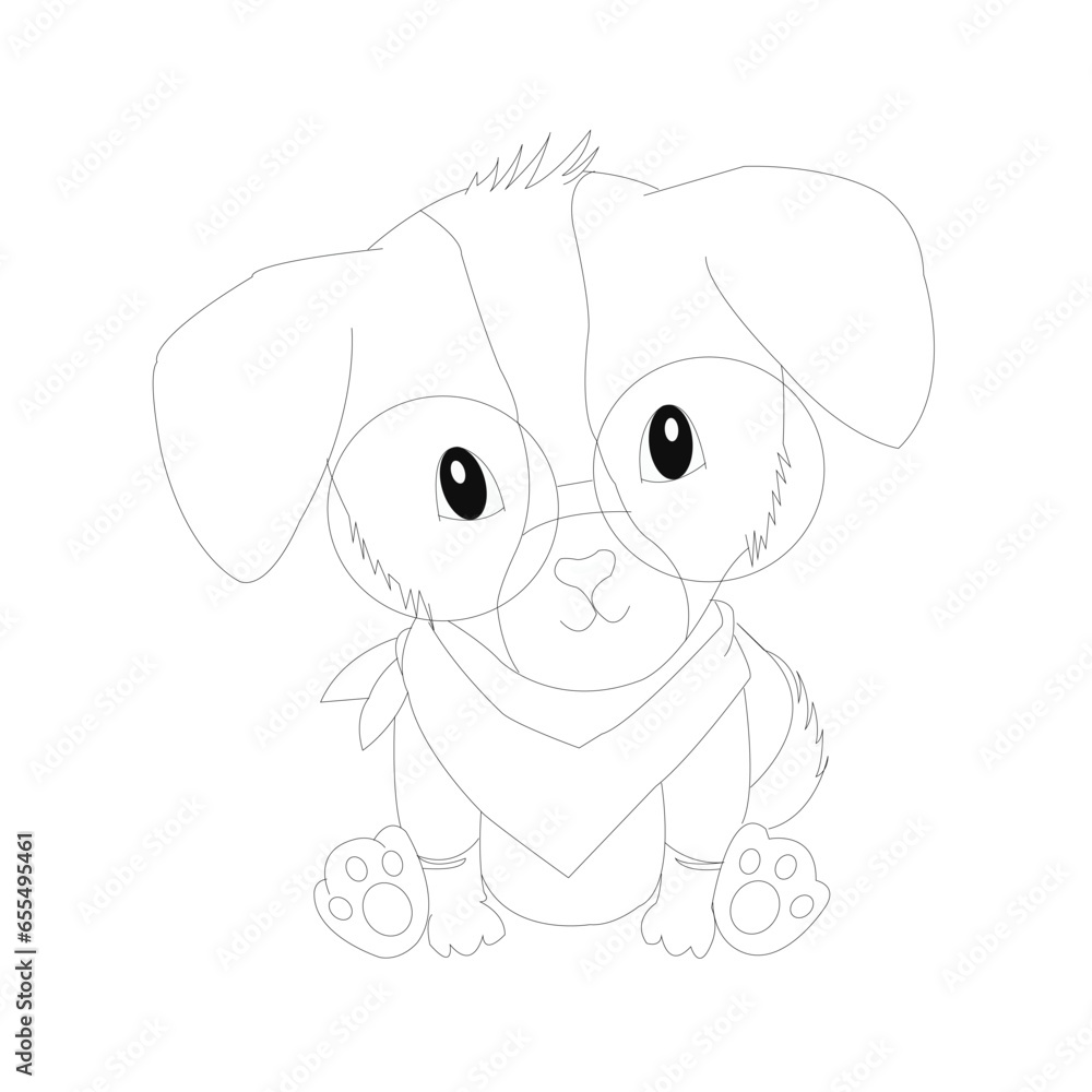 Fototapeta premium Puppy coloring pages,Dog coloring pages, Animal Coloring page for Kids Children stock vector illustration