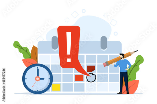 concept of calendar date of important appointment, reminder or schedule of meeting or event, work deadline or launch date planning, businessman by making red circle on important day on calendar.