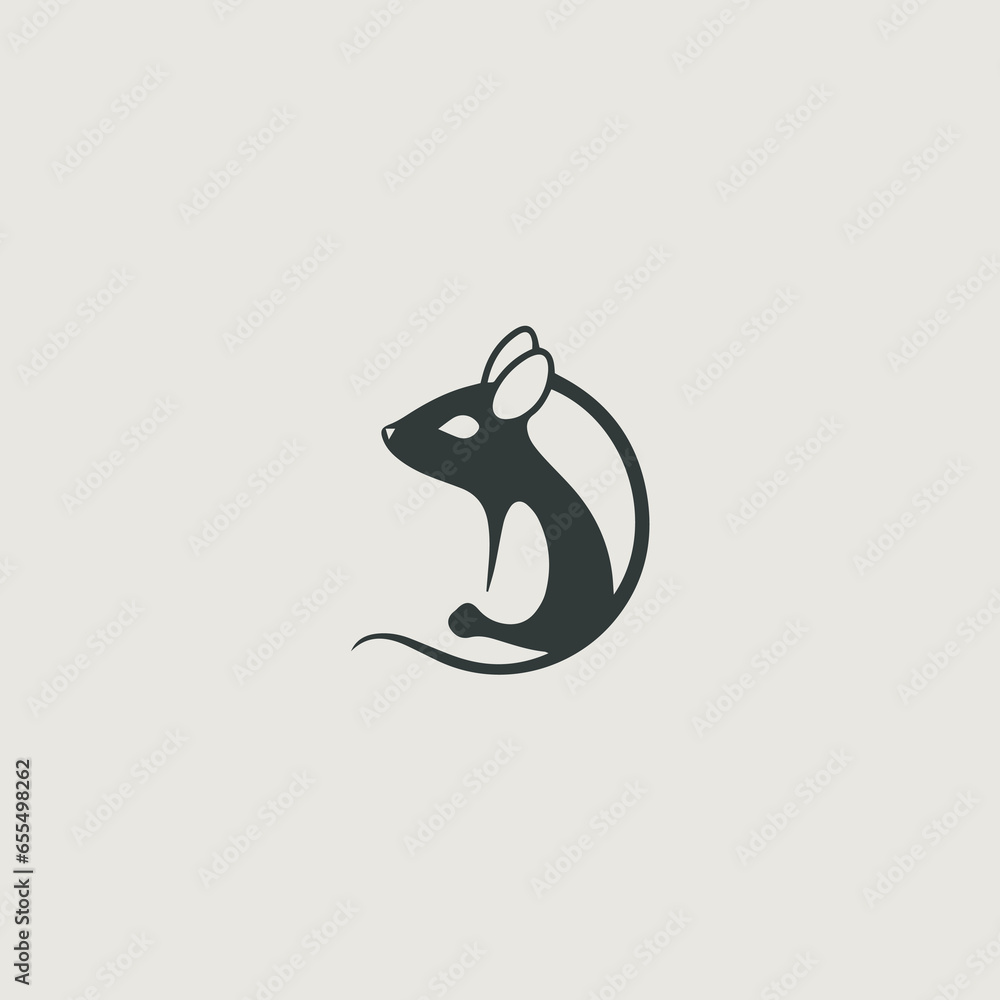 Naklejka premium ネズミをシンボリックに用いたロゴのベクター画像