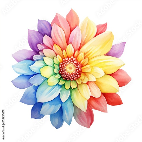 Bright colorful watercolor flower  abstract plant  clipart on a white background