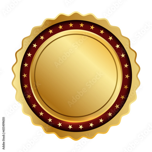Vector modern gold circle metal badge, label and design elements
