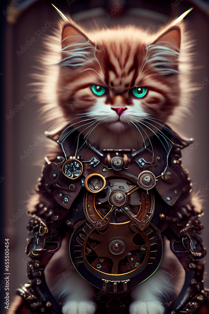 Fluffy Cat In Cyborgpunk STyle AI Generated Fluffy Cat In Cyborgpunk STyle AI Generated