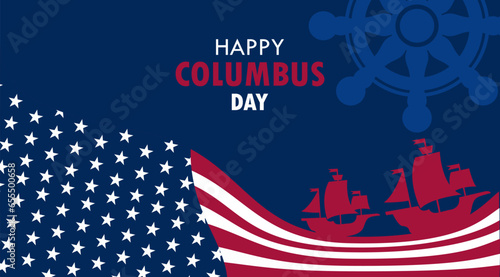 Columbus Day Background Vector Graphic Illustration, With United States Flag Colors. Suitable for backgrounds, flyers, banners, etc