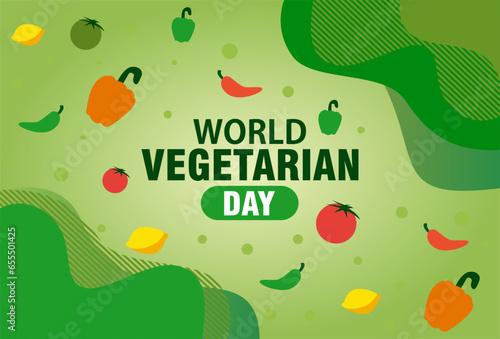 Vector graphic illustration of Celebrating World Vegetarian Day. Design for web, banners, backgrounds, wallpapers, posters, flyers, presentations, etc.