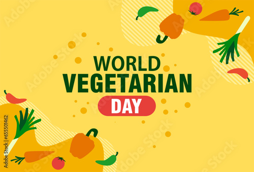 Vector graphic illustration of Celebrating World Vegetarian Day. Design for web, banners, backgrounds, wallpapers, posters, flyers, presentations, etc.