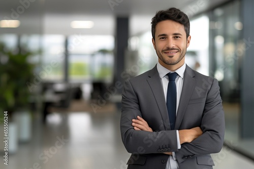 Businessman in office smile face