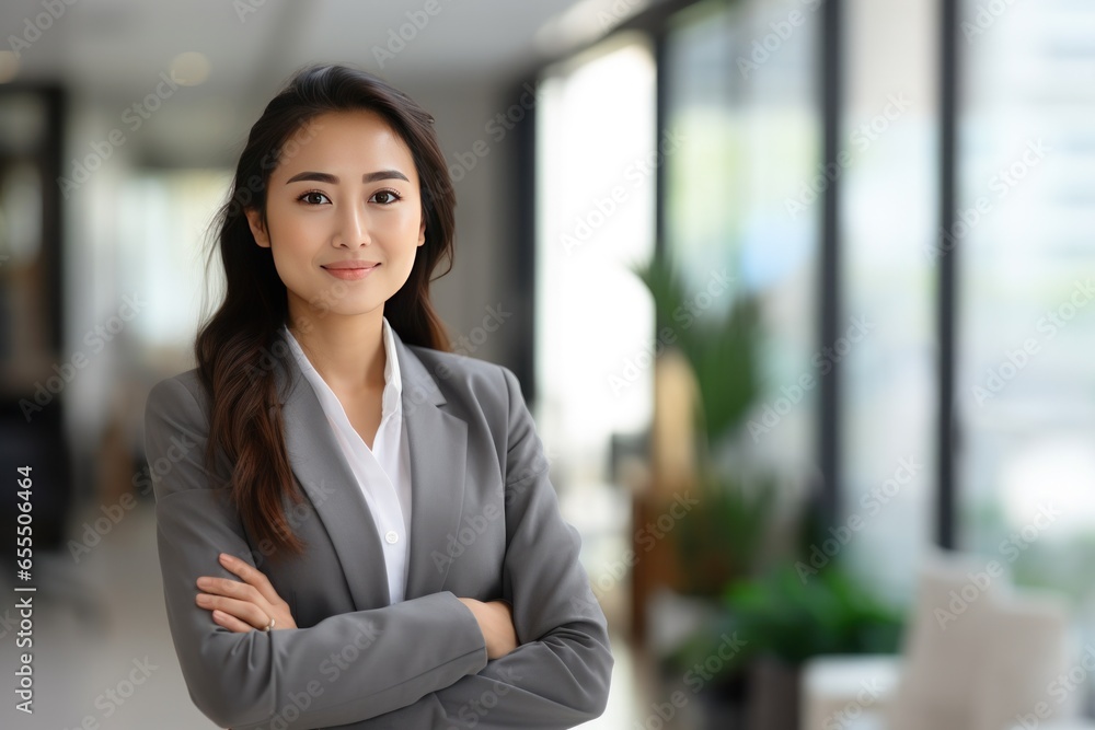 Asian businesswoman in office smile confident portrait Asian businesswoman in office smile confident portrait