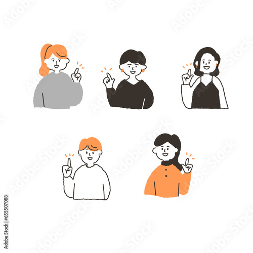 ポーズをとった女性たち　上半身　ワンポイント