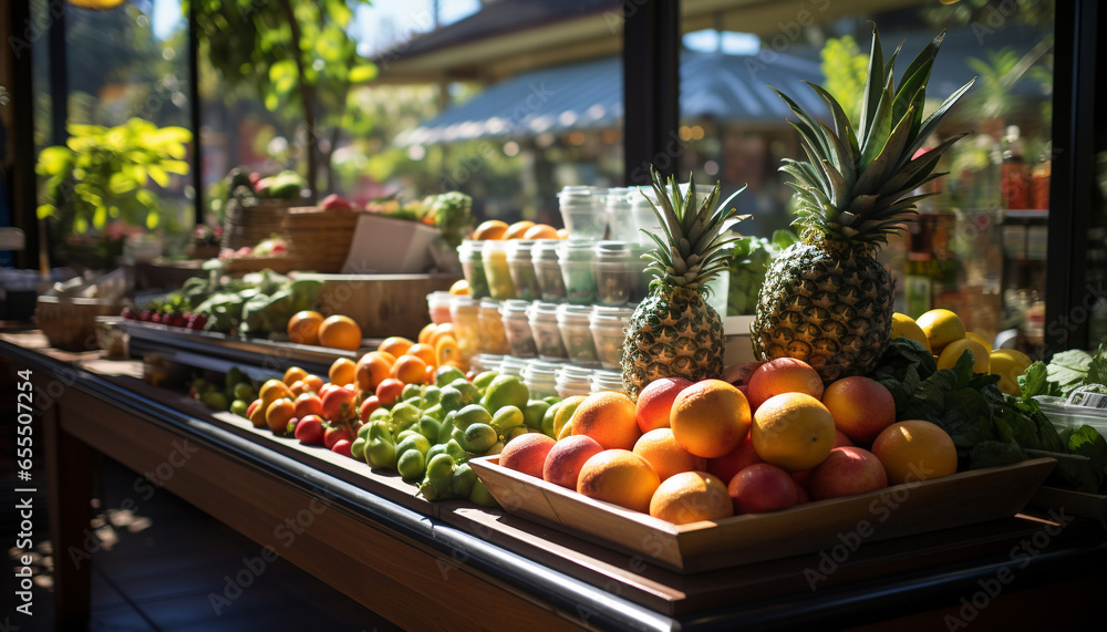 Freshness and variety of fruits in a healthy supermarket collection generated by AI Freshness and variety of fruits in a healthy supermarket collection generated by AI