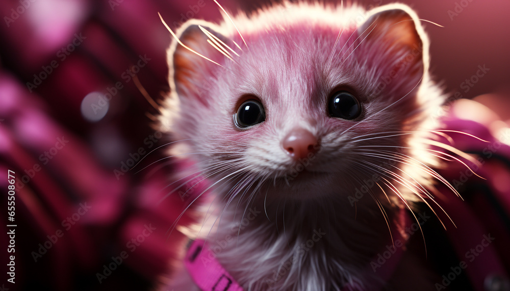 Cute kitten, small and fluffy, sitting and staring at camera generated by AI Cute kitten, small and fluffy, sitting and staring at camera generated by AI