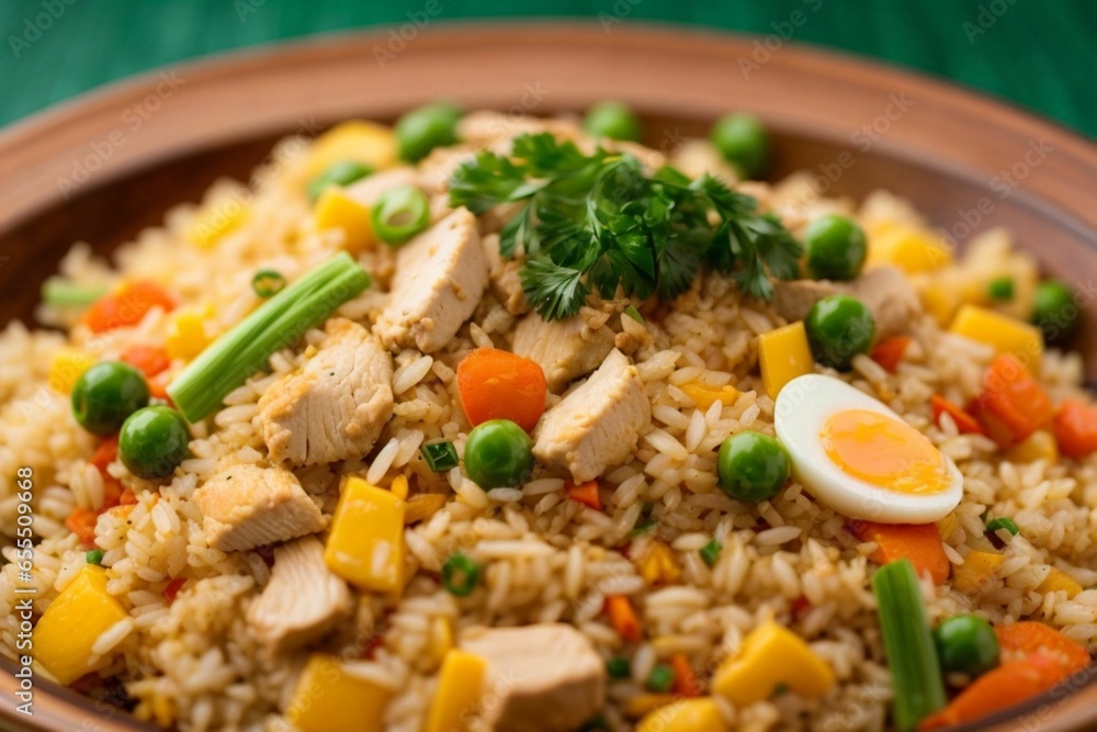 Fried rice with vegetables and egg