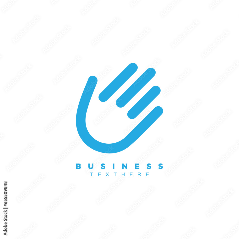 simple minimal blue hand line logo design vector simple minimal blue hand line logo design vector