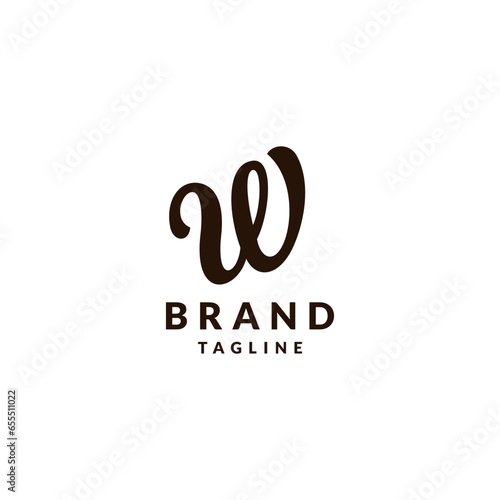 Simple Script Initial Letter W Logo Design. Initial Letter W Classical Script Logo Design.