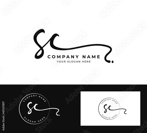 SC S C initial letter handwriting and signature logo