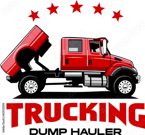 truck dump trailer rental truck logo design vector	
