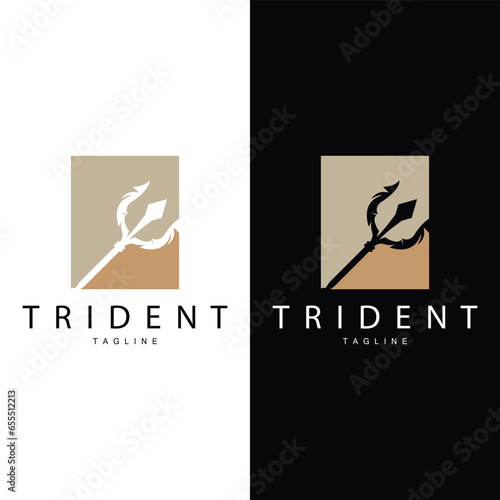 Trident Weapon Logo, Vector Spear of King Poseidon Neptune, Symbol Template Design
