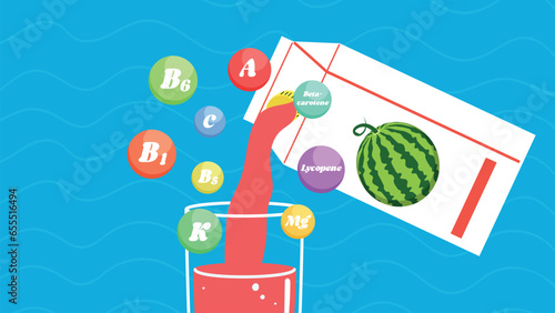 Vector Watermelon juice and nutrients
