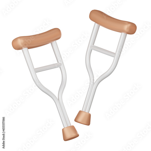 Crutches icon, medical and healthcare concept , 3d illustration.