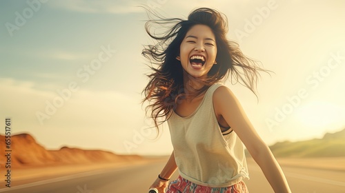 Asian woman happy and smile