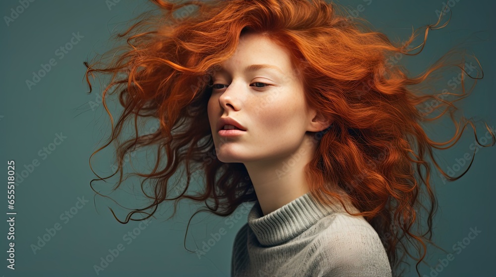 Fototapeta premium woman with red messy hair