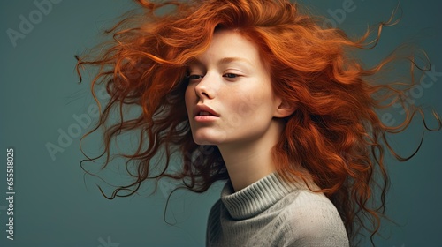 woman with red messy hair