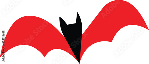 Bat horror icon. Sticker with red mouse for Halloween decorations. Simple icon with animal from different sides flies, hang, sleep. Flying fox night creatures isolated on transparent background.