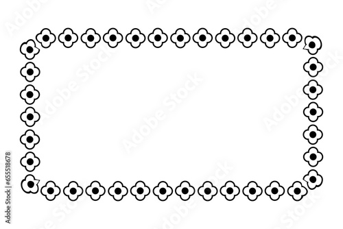 frame black flower rectangle, simple vector isolated on white 