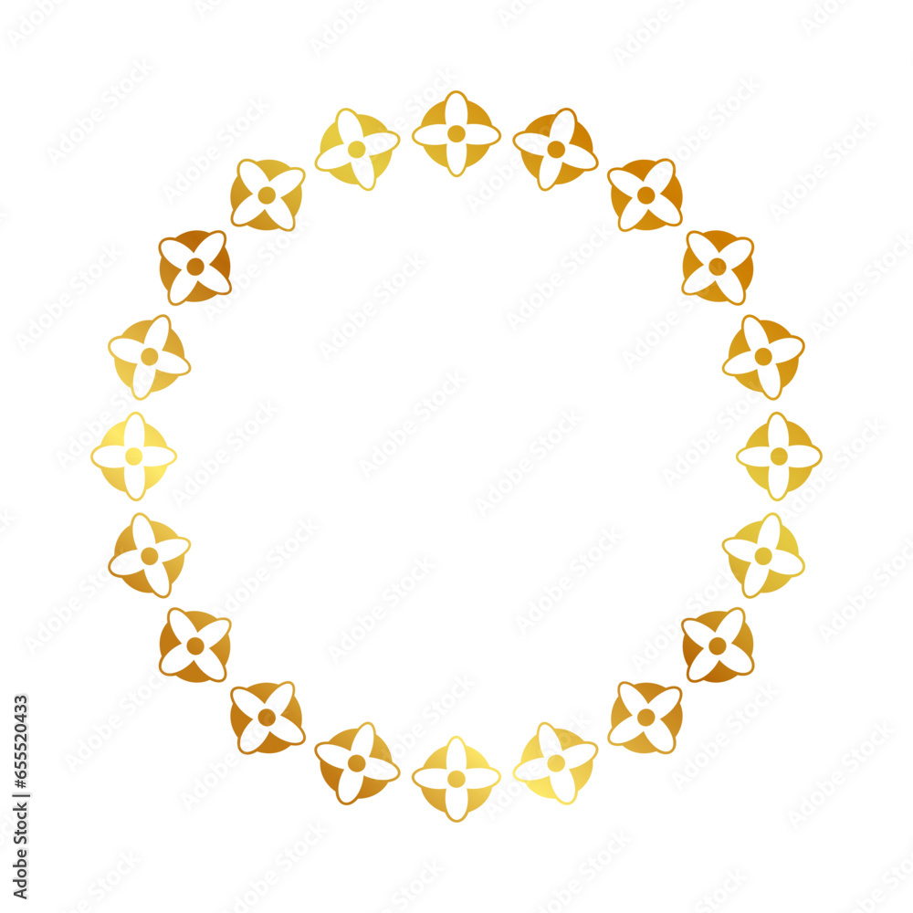 frame gold golden flower circle, simple vector isolated on white frame gold golden flower circle, simple vector isolated on white