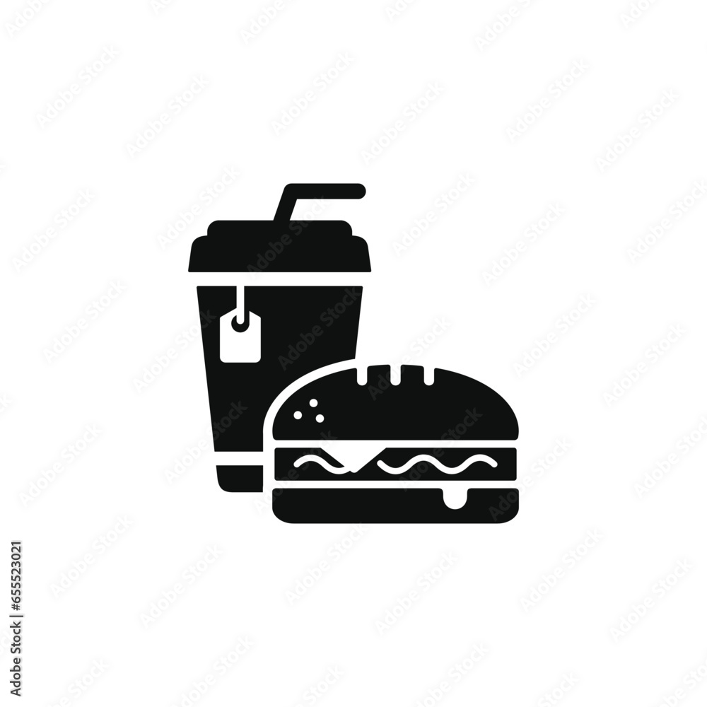 Obraz premium Sandwich and drink icon. Fast food icon isolated on white background