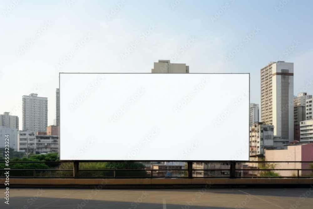Architectural Canvases: White Blank Billboard with Trees in Bold Saturation Architectural Canvases: White Blank Billboard with Trees in Bold Saturation
