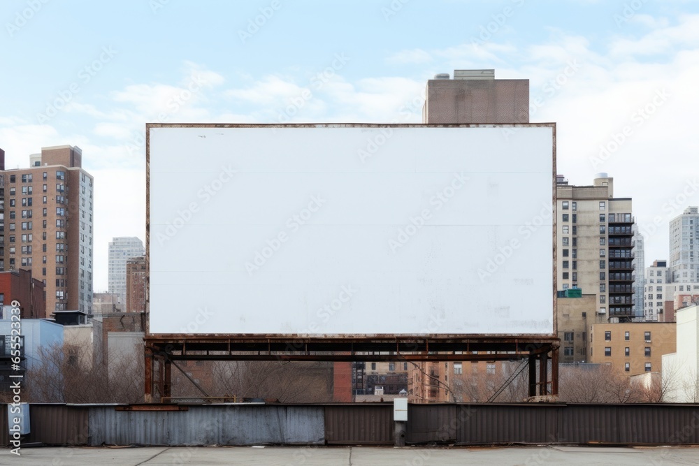 Architectural Canvases: White Blank Billboard with Trees in Bold Saturation