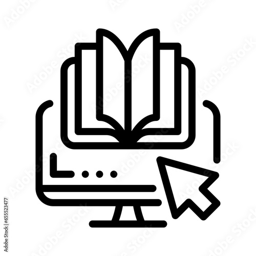 The e-book icon is represented by a book in front of a computer