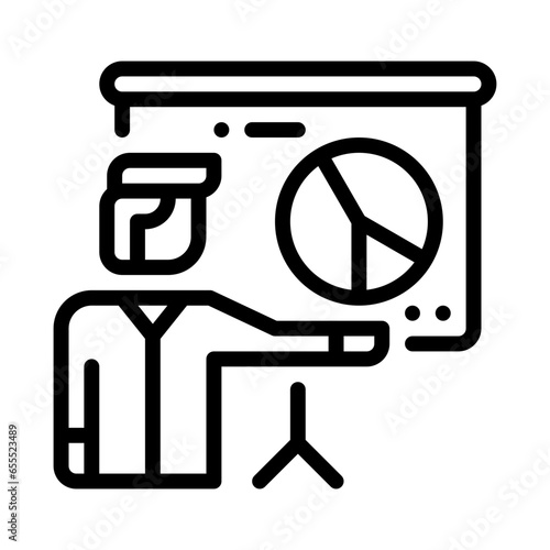 Presentation icon represented with person and whiteboard