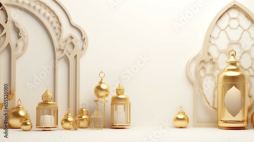 Eid mubarak and ramadan kareem greetings with islamic lantern and mosque. Eid al fitr background