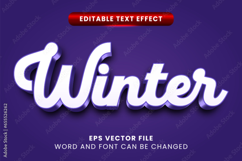 Winter season 3d editable vector text effect
