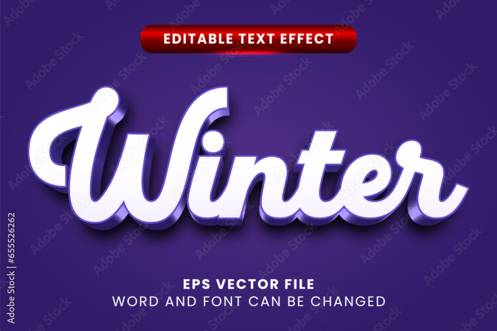 Winter season 3d editable vector text effect Winter season 3d editable vector text effect