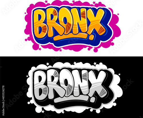 Bronx text in graffiti font style. Graffiti text vector illustrations.