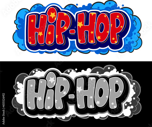 Hip-hop text in graffiti font style. Graffiti text vector illustrations.