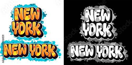 New York text in graffiti font style. Graffiti text vector illustrations.